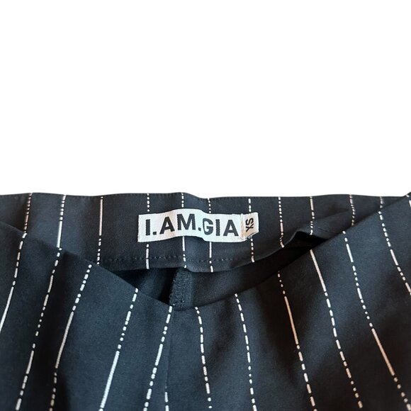 I.AM.GIA Dominique Black Pinstripe Logo Pants Stretch Straight Fit Size XS - Picture 12 of 12